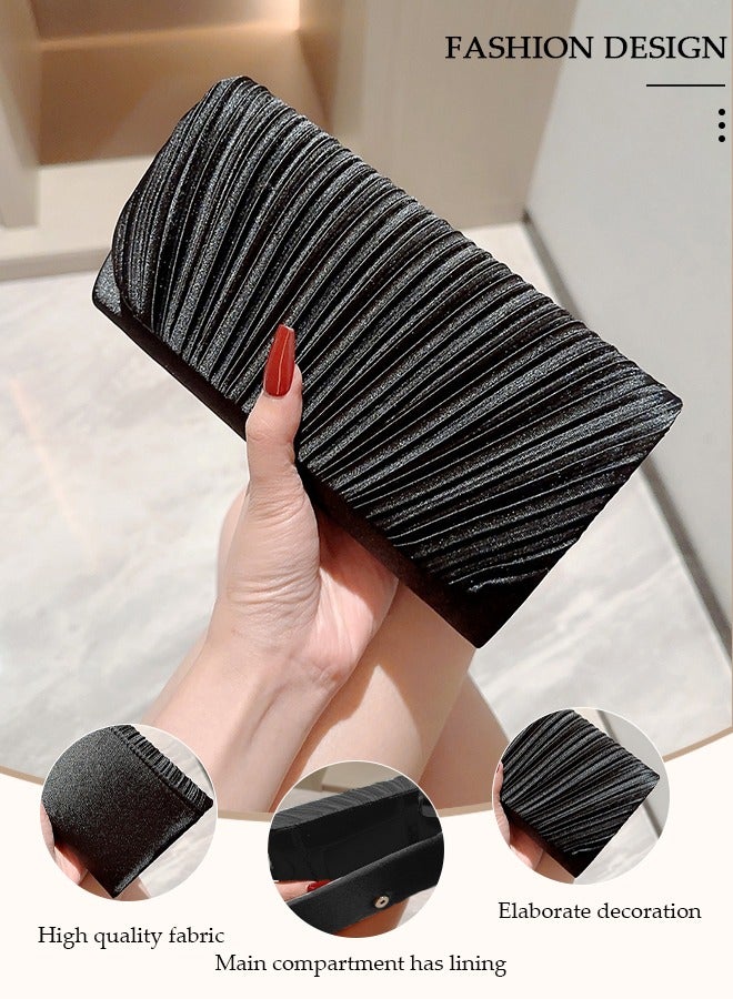 Womens Evening Clutch Bag All-matching Pleated Handbag Exquisite Evening Clutch Bag Banquet Wedding Clutch Purse Fashion Pleated Clutch Purse For Women All-match Shoulder Bag Evening Clutch Bag