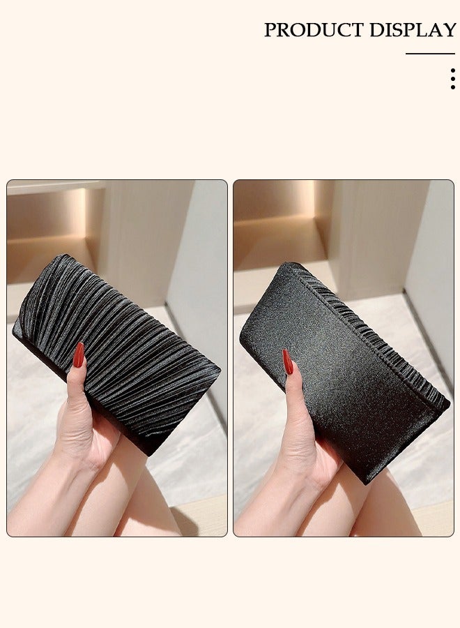 Womens Evening Clutch Bag All-matching Pleated Handbag Exquisite Evening Clutch Bag Banquet Wedding Clutch Purse Fashion Pleated Clutch Purse For Women All-match Shoulder Bag Evening Clutch Bag