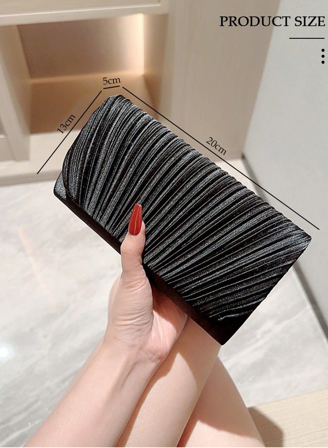 Womens Evening Clutch Bag All-matching Pleated Handbag Exquisite Evening Clutch Bag Banquet Wedding Clutch Purse Fashion Pleated Clutch Purse For Women All-match Shoulder Bag Evening Clutch Bag