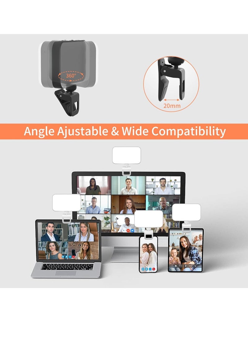 Photography Light Clip on Phone Laptop For Selfie Live Broadcasting Confrence Online Lesson Makeup Videos High Brightness 66 Beads Multiple Modes White