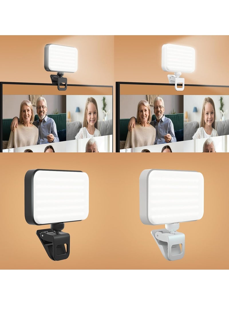 Photography Light Clip on Phone Laptop For Selfie Live Broadcasting Confrence Online Lesson Makeup Videos High Brightness 66 Beads Multiple Modes White