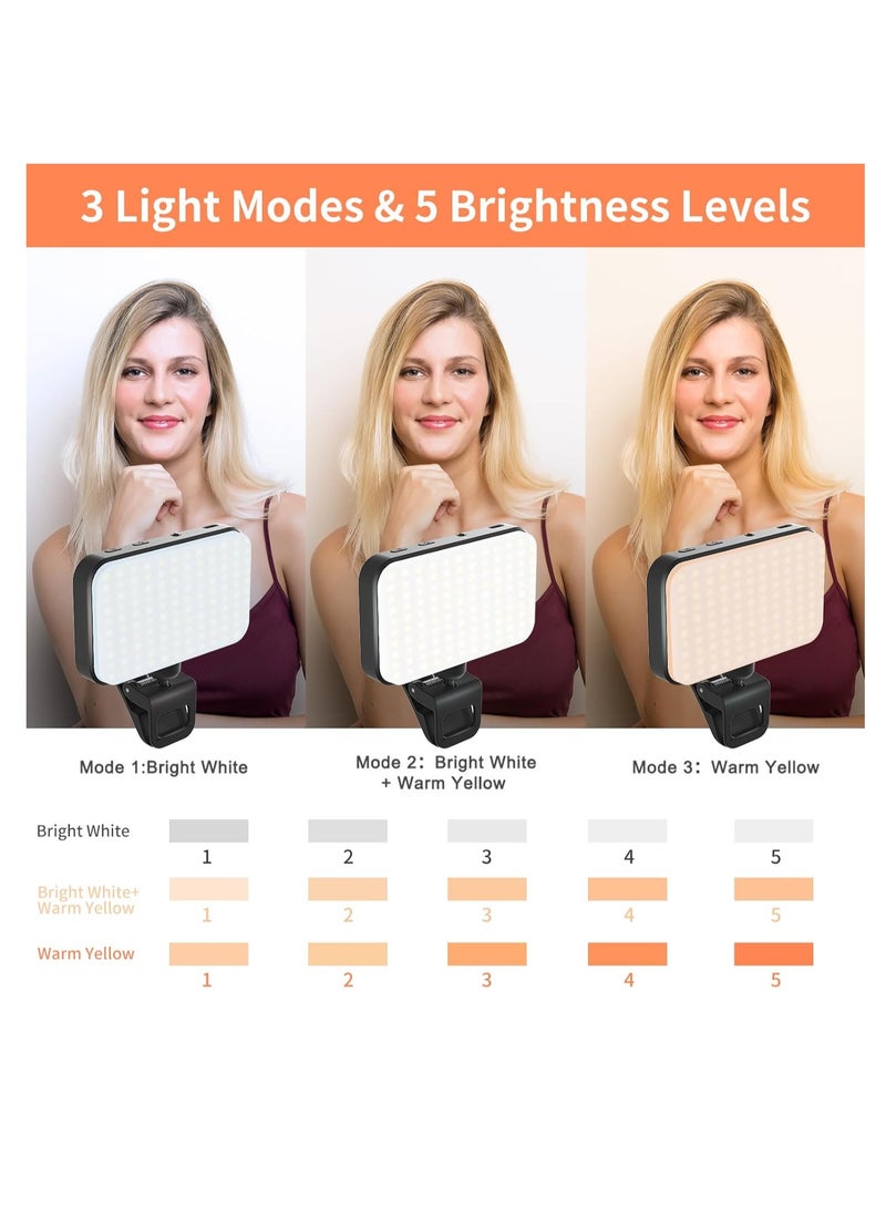 Photography Light Clip on Phone Laptop For Selfie Live Broadcasting Confrence Online Lesson Makeup Videos High Brightness 66 Beads Multiple Modes White