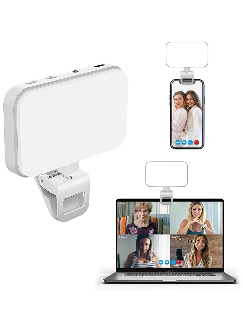 Photography Light Clip on Phone Laptop For Selfie Live Broadcasting Confrence Online Lesson Makeup Videos High Brightness 66 Beads Multiple Modes White