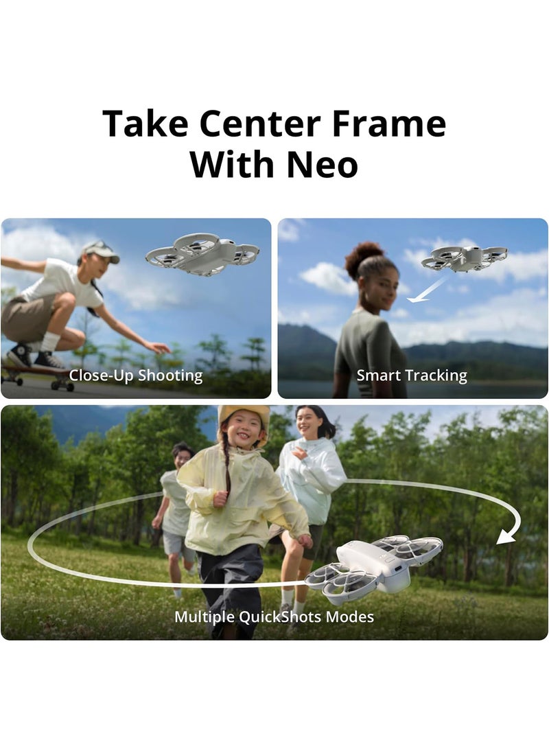 Neo, Drone With 4K UHD Camera For Adults And Kids, 135g Follow Me Drone With Palm Takeoff, AI Subject Tracking, QuickShots, Ultra-Stabilized Video, Built-In Propeller Guard (Controller-Free)