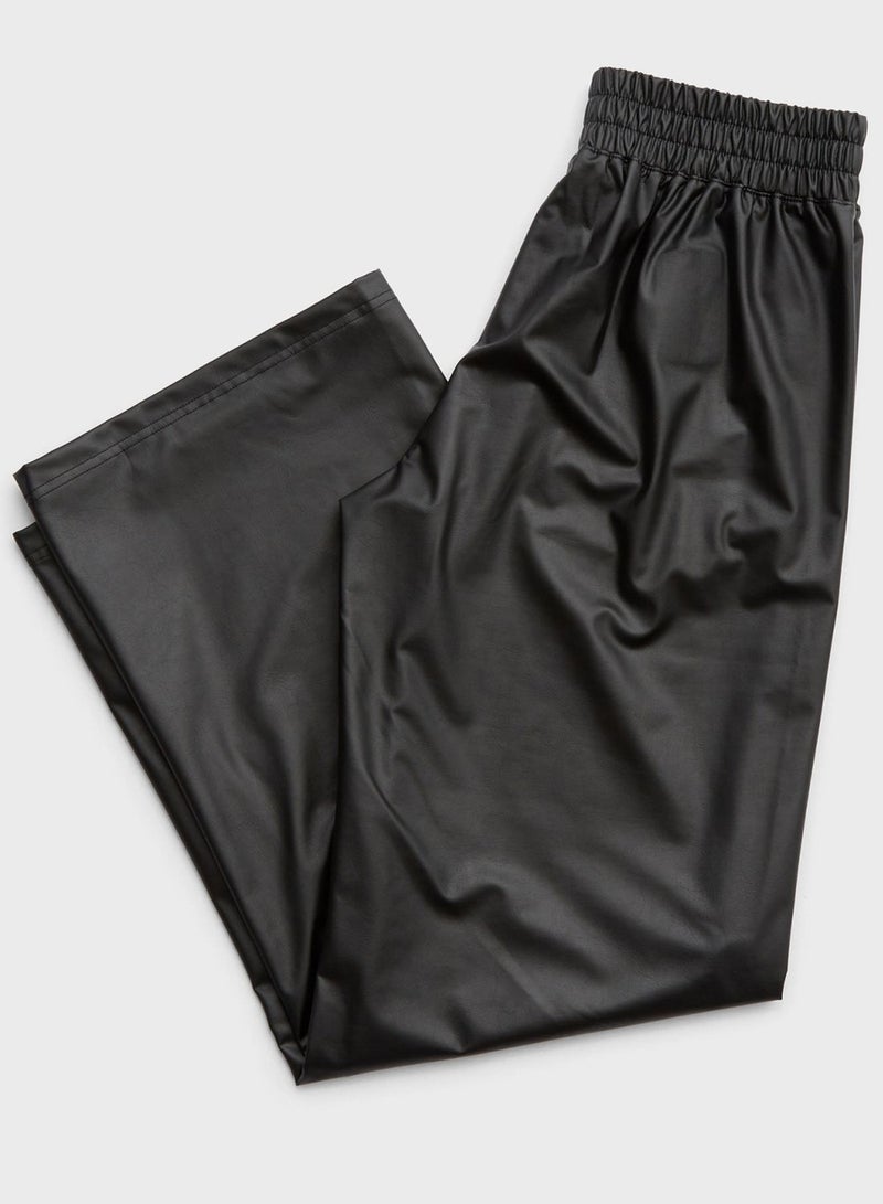 Wide Leg Pu Pants