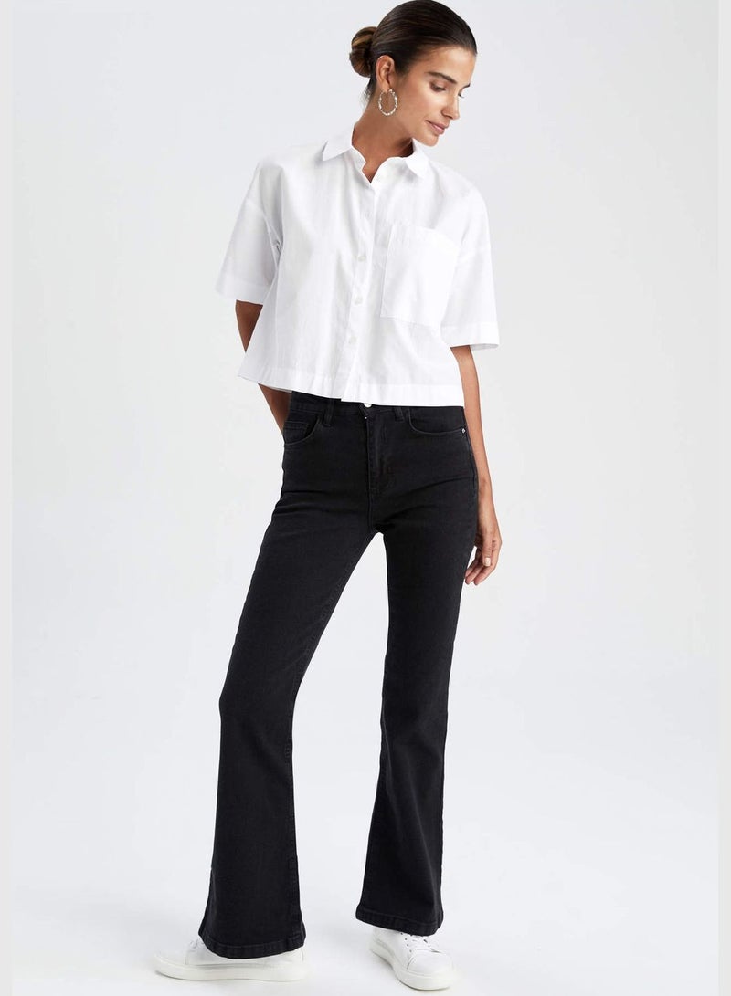 Woman Flare Fit Denim Trousers