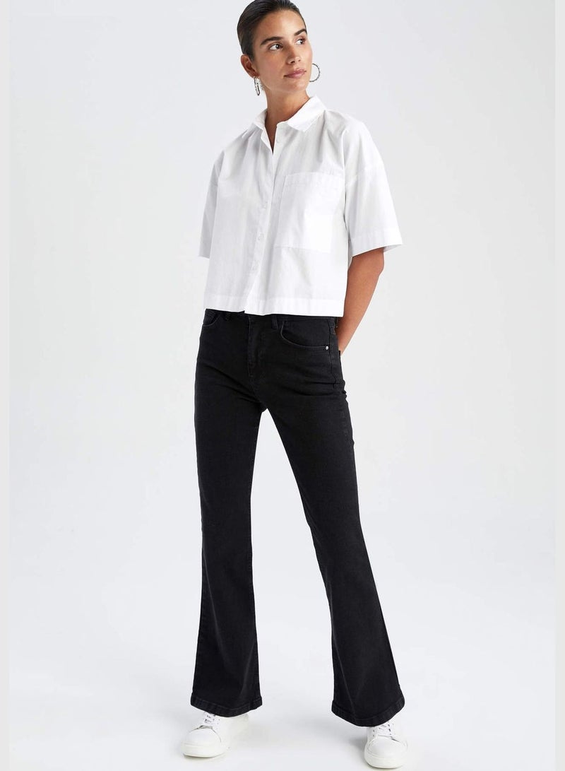 Woman Flare Fit Denim Trousers