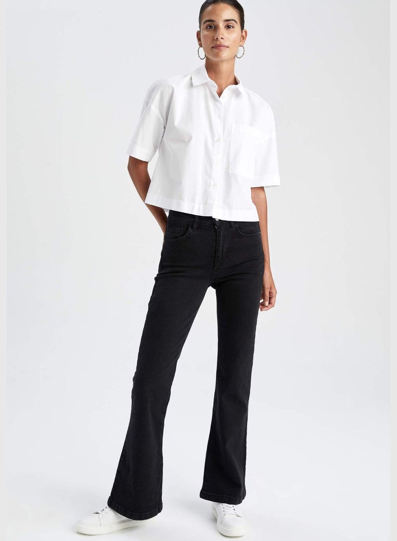 Woman Flare Fit Denim Trousers