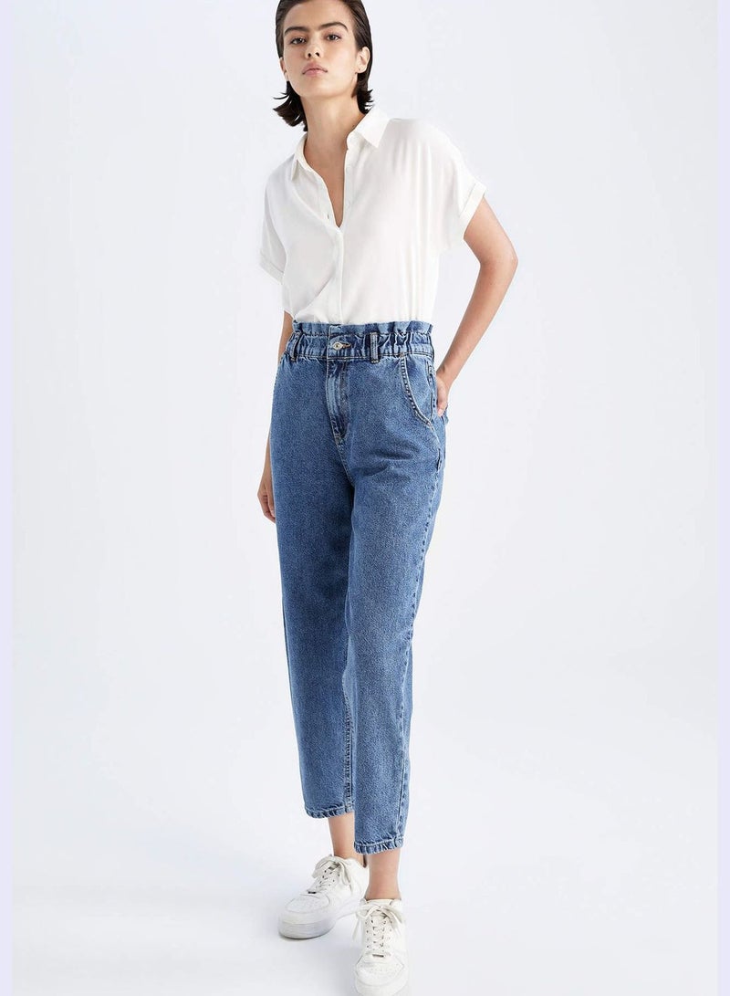 Woman Paperbag Denim Trousers