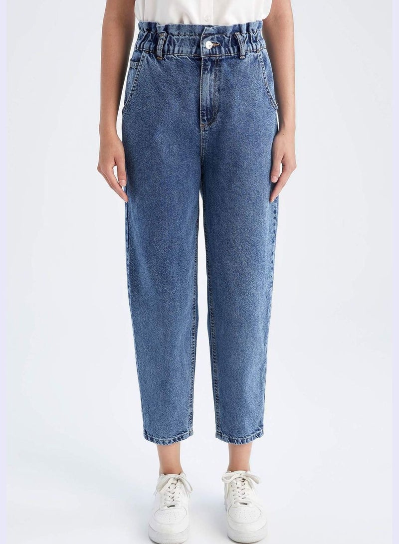 Woman Paperbag Denim Trousers