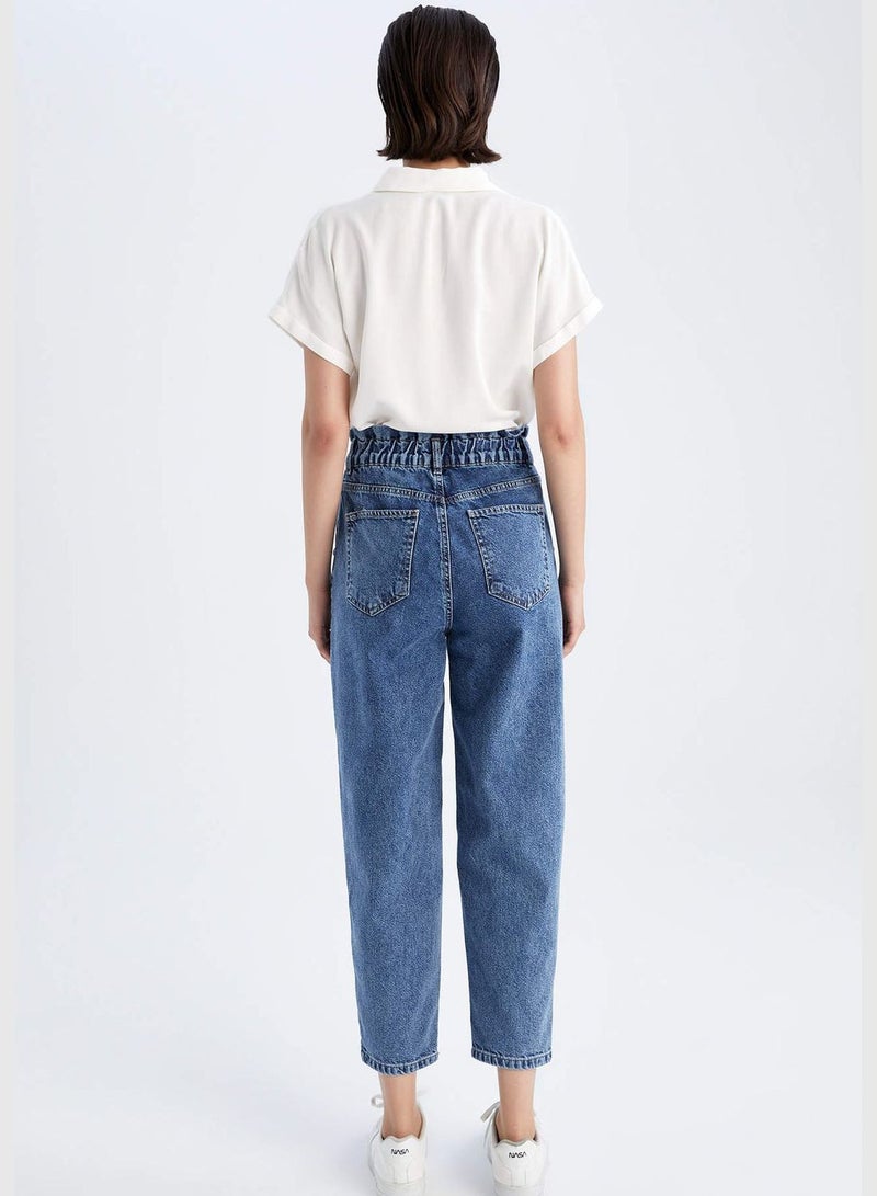 Woman Paperbag Denim Trousers