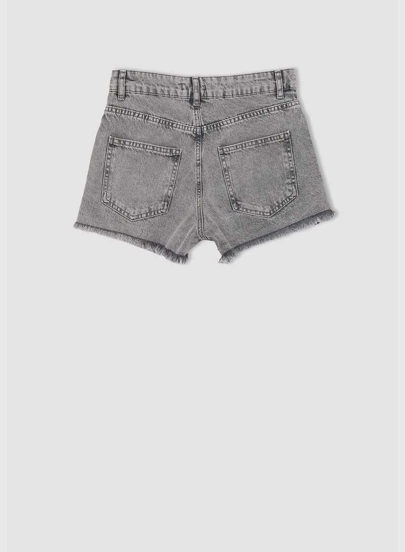 Distressed High Waisted Mini Jean Short