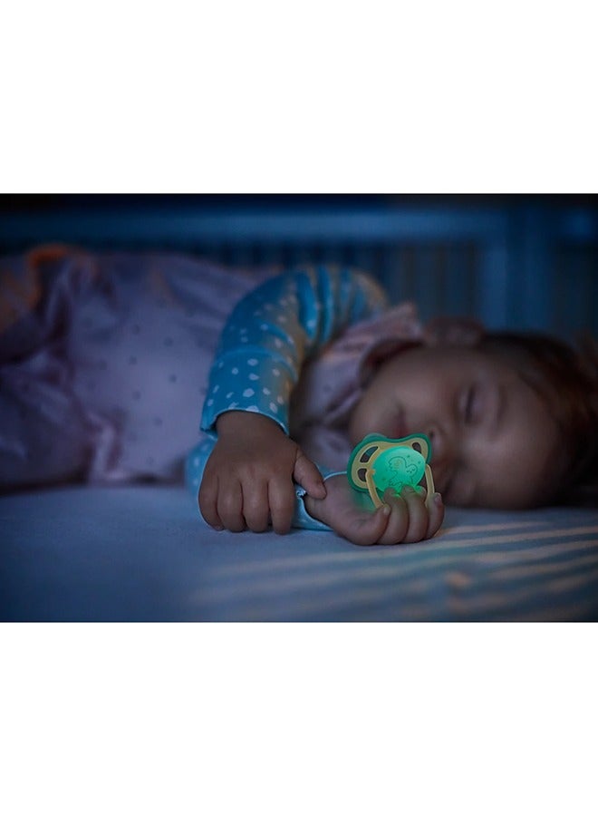 Philips Avent Ultra Air Soother 2 X Light, Breathable Glow - In - The - Dark Baby Soothers For Babies Aged 0 - 6 Months , Bpa - Free With Steriliser Carry Case (Model Scf376, 18)