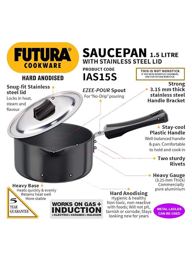 Hawkins Futura HA Saucepan with Lid 1.5L , 3.25mm  Ind.