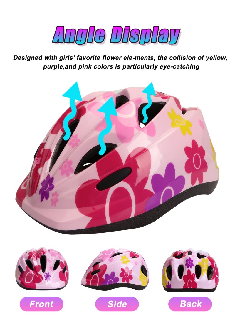 Kids Helmet Adjustable with Sports Protective Gear Set Knee Elbow Wrist Pads for Toddler Ages 3 to 8 Years Old Boys Girls Cycling Skating Scooter Helmet