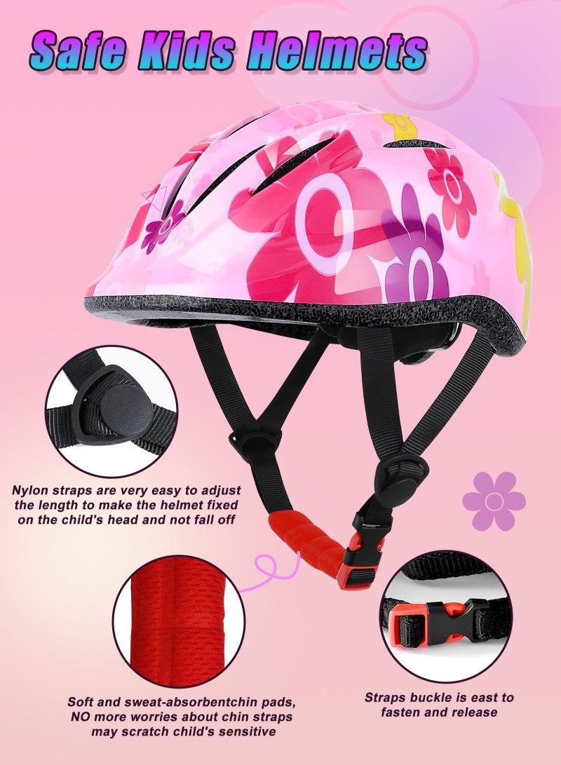 Kids Helmet Adjustable with Sports Protective Gear Set Knee Elbow Wrist Pads for Toddler Ages 3 to 8 Years Old Boys Girls Cycling Skating Scooter Helmet