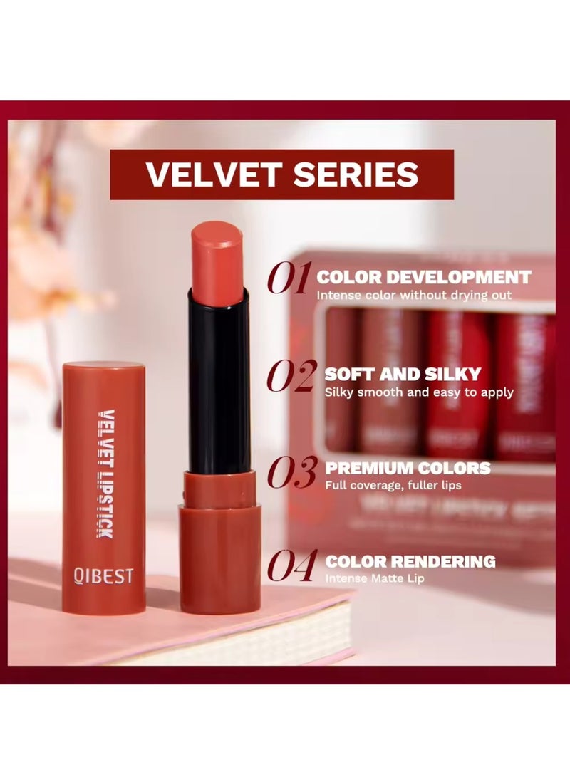 5 Colors Velvet Lipstick Set Velvet Matte Texture Lipstick Set Creamy Cover Soft Matte Full Coverage Lipstick Set Long Lasting Non Drying Nourishing Matte Lipstick Set B