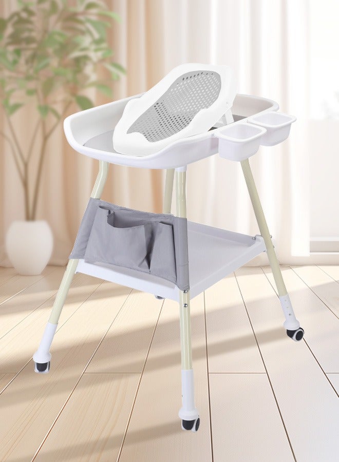 Baby Changing Table Portable Infant Diaper Changing Station with Wheels Nursery Changing Table with Bathtub and Storage Bag