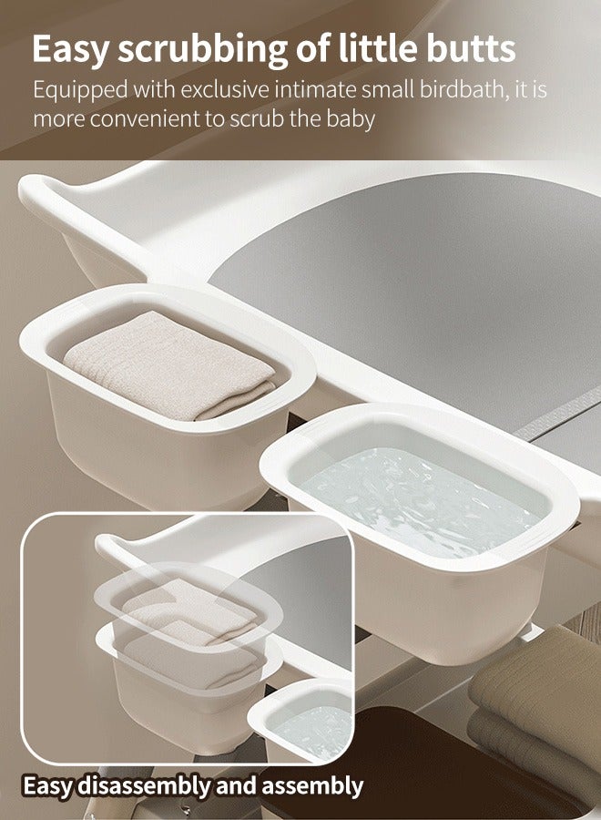 Baby Changing Table Portable Infant Diaper Changing Station with Wheels Nursery Changing Table with Bathtub and Storage Bag