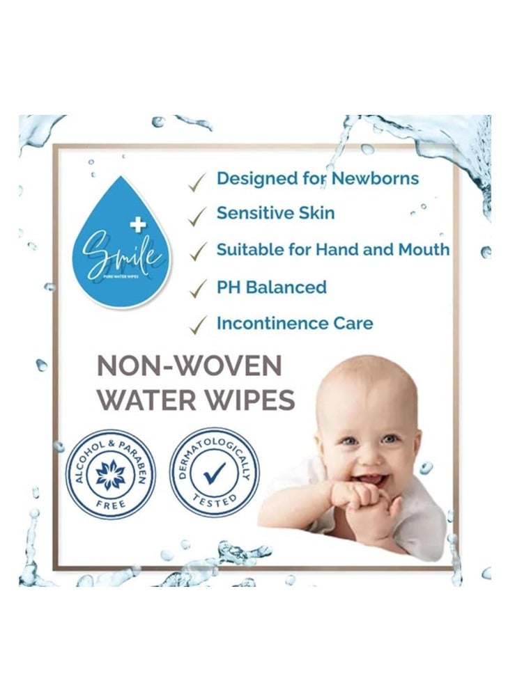 SmilePlus Pure Water Tissue 80'S - Gentle Hypoallergenic Wipes for Sensitive Skin - Fragrance Free & Alcohol-Free - Pure Water - SPECIAL OFFER 6 + 2 FREE - 640 Wipes