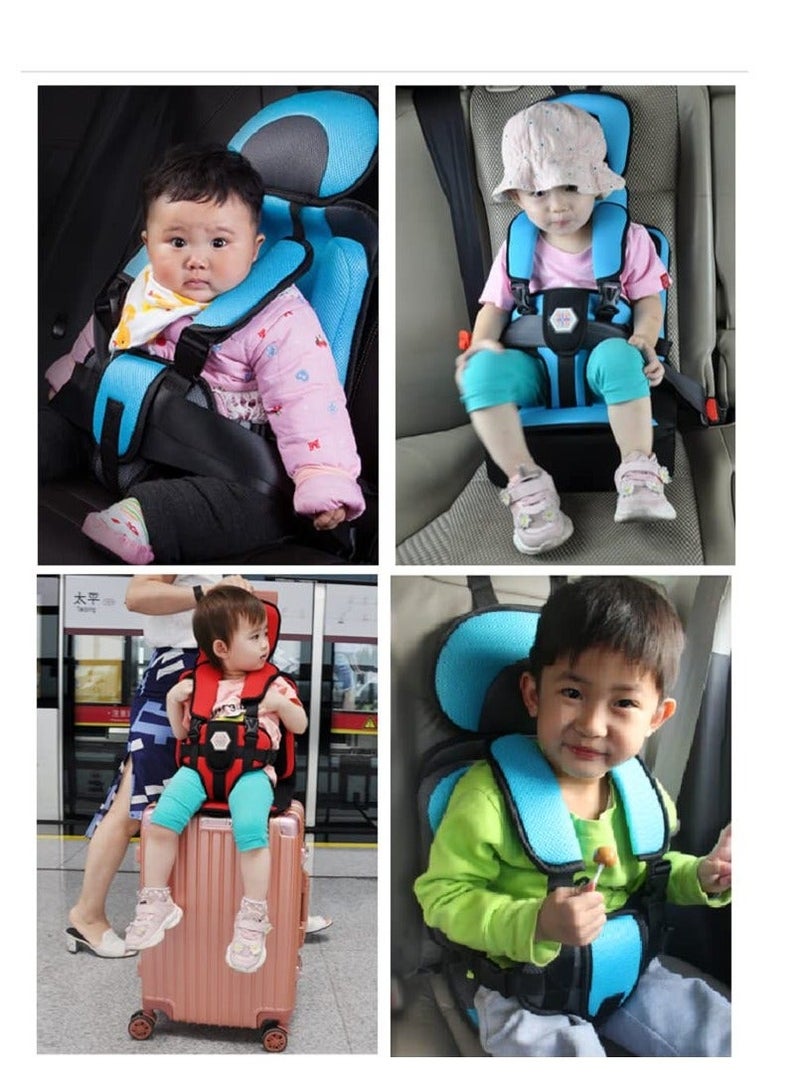 Auto Child Safety Seat Simple Car Portable Seat Belt, Car Seatbelt Protector for Kids 0-12, Foldable Car Seat Protection Travel Accessories, Sky Blue-small