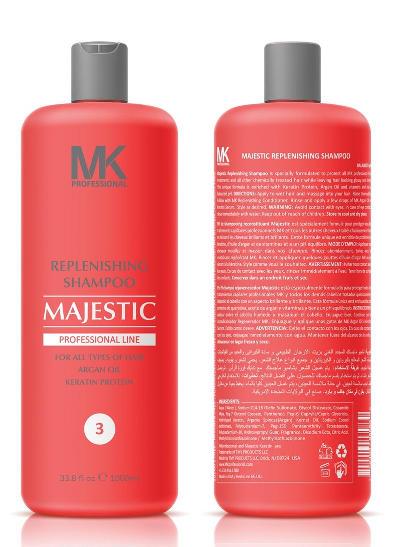 Majestic Keratin Replenishing All Hairs Shampoo with Argan oil for Women, 1000ml