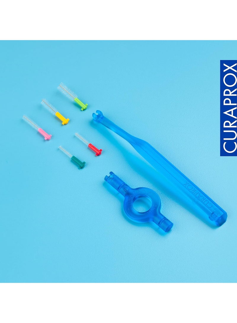 Curaprox Prime Start Interdental Brush Kit, Mixed Pack - 5 x Mixed Size Interdental Brushes + Interdental Toothbrush holders