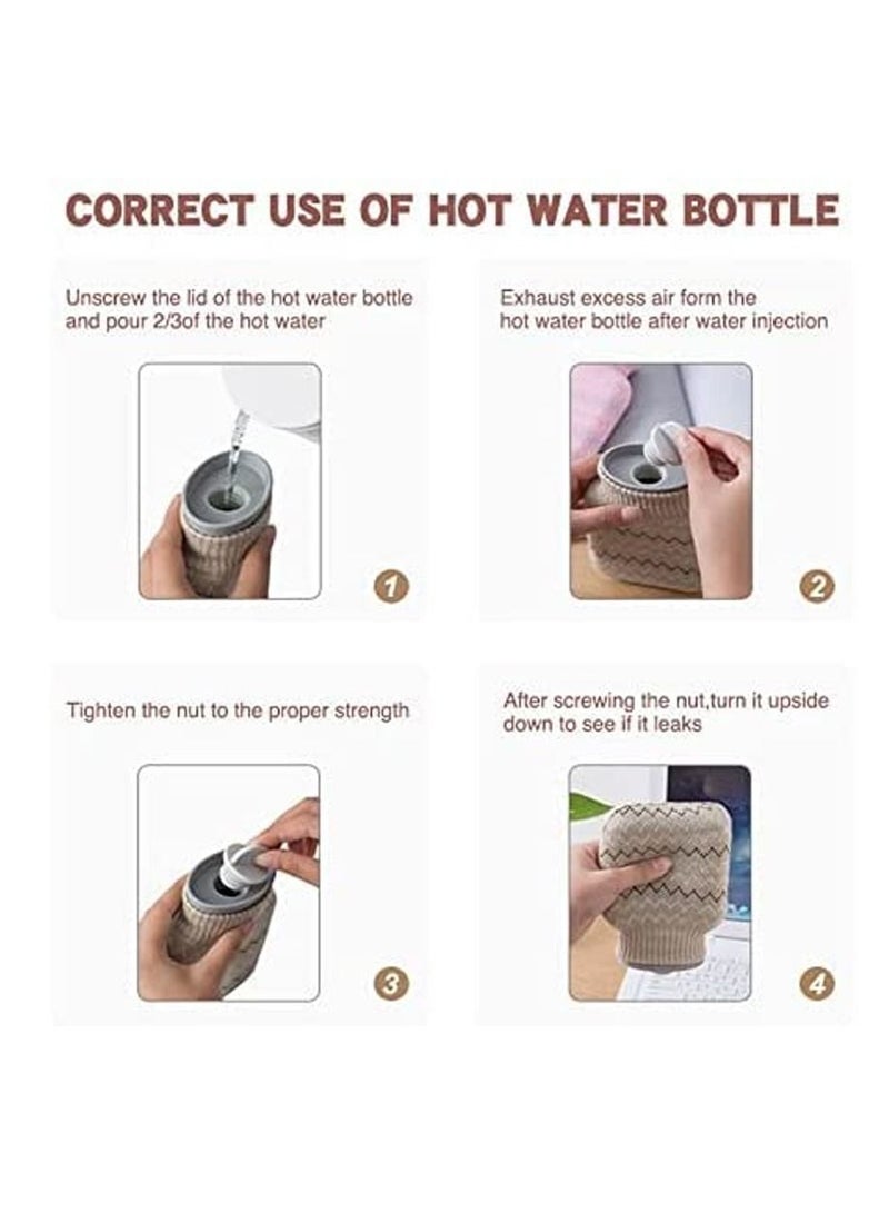 Hot Water Pouch with Knit Cover Water Filled Heating Bottle Bag Small Lovely and Reusable Warm Microwave Oven Heating Available