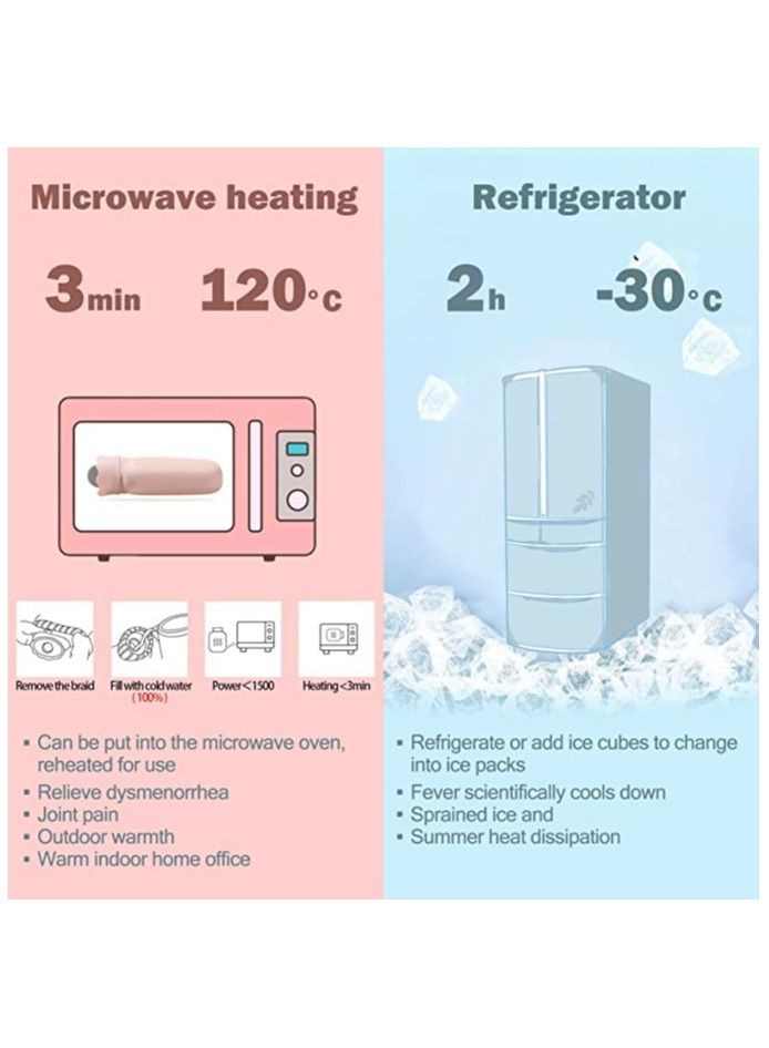 Hot Water Pouch with Knit Cover Water Filled Heating Bottle Bag Small Lovely and Reusable Warm Microwave Oven Heating Available