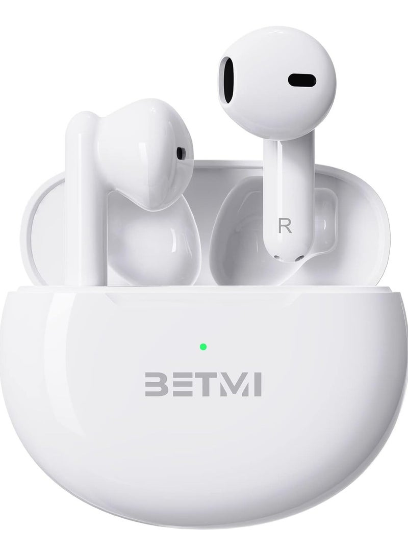 BETMI - True Wireless Earbuds - In-Ear Bluetooth5.4 Headphones, IPX5 Waterproof TWS With Dual Mic For Sport, Light-Weight Earphones For Android iOS/iPhone - White-Blue