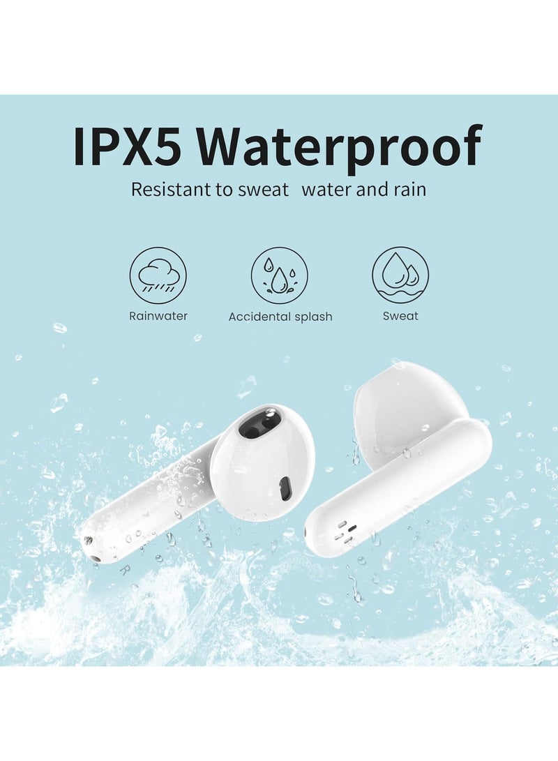 BETMI - True Wireless Earbuds - In-Ear Bluetooth5.4 Headphones, IPX5 Waterproof TWS With Dual Mic For Sport, Light-Weight Earphones For Android iOS/iPhone - White-Blue