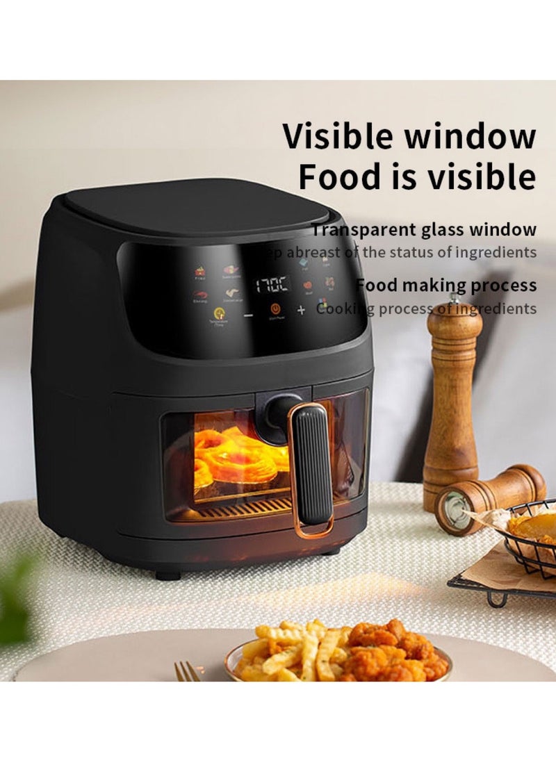 Digital Air Fryer, 2400W, 8L, 8 Presets, Crispy and Healthy Cooking, Rapid Air Technology & Led Display, Best for Frying, Grilling, Roasting, Baking, QF-305 Black