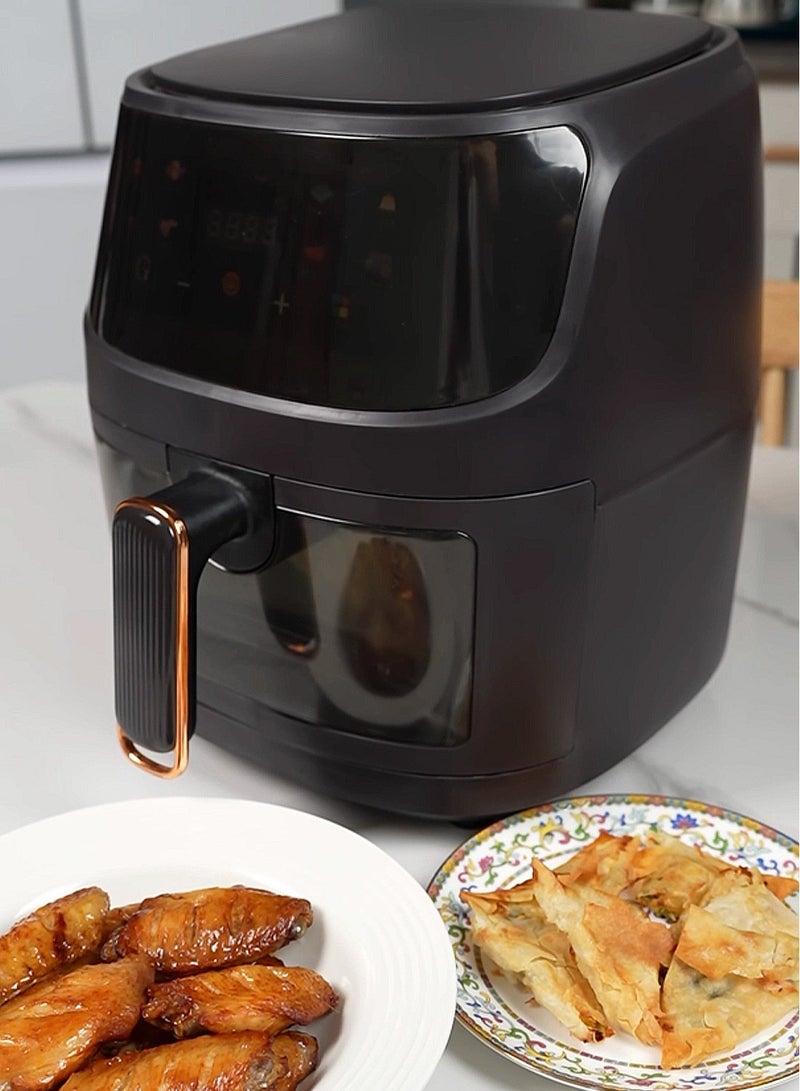 Digital Air Fryer, 2400W, 8L, 8 Presets, Crispy and Healthy Cooking, Rapid Air Technology & Led Display, Best for Frying, Grilling, Roasting, Baking, QF-305 Black