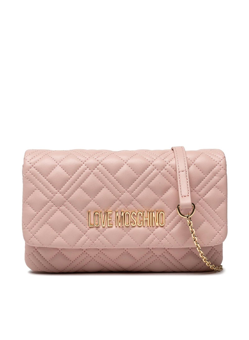 Soft Pink  Handbag with Gold Accents for Stylish Women