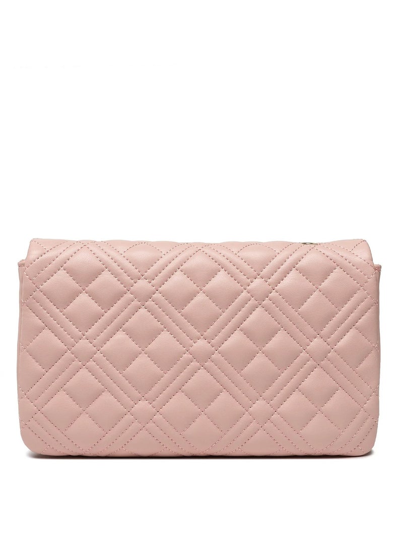 Soft Pink  Handbag with Gold Accents for Stylish Women