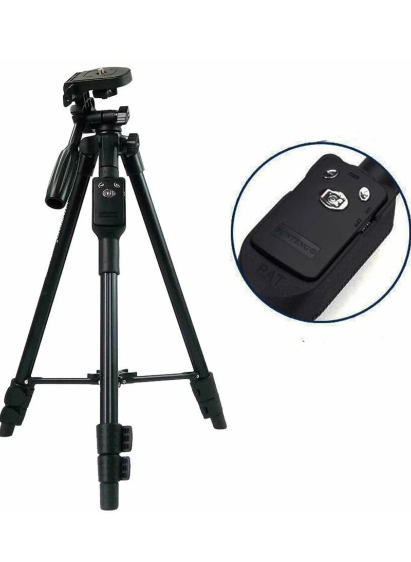 Yunteng VCT-5208 Professional Camera Tripod with Fluid Pan Head and Quick Release Plate, Lightweight Aluminum Alloy, Adjustable Height, Foldable Design