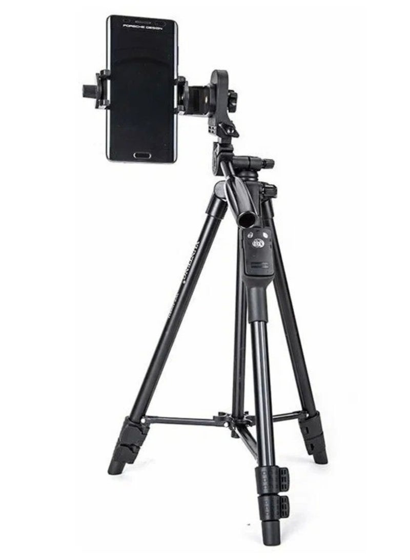 Yunteng VCT-5208 Professional Camera Tripod with Fluid Pan Head and Quick Release Plate, Lightweight Aluminum Alloy, Adjustable Height, Foldable Design