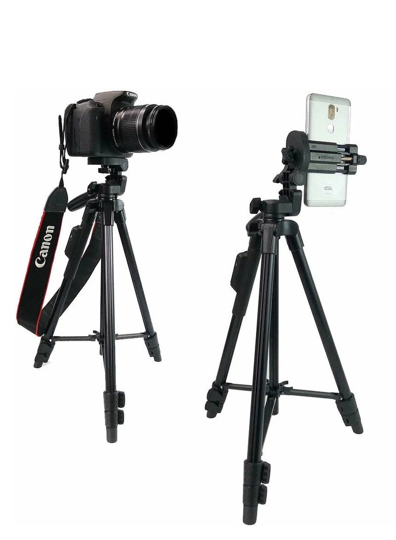 Yunteng VCT-5208 Professional Camera Tripod with Fluid Pan Head and Quick Release Plate, Lightweight Aluminum Alloy, Adjustable Height, Foldable Design