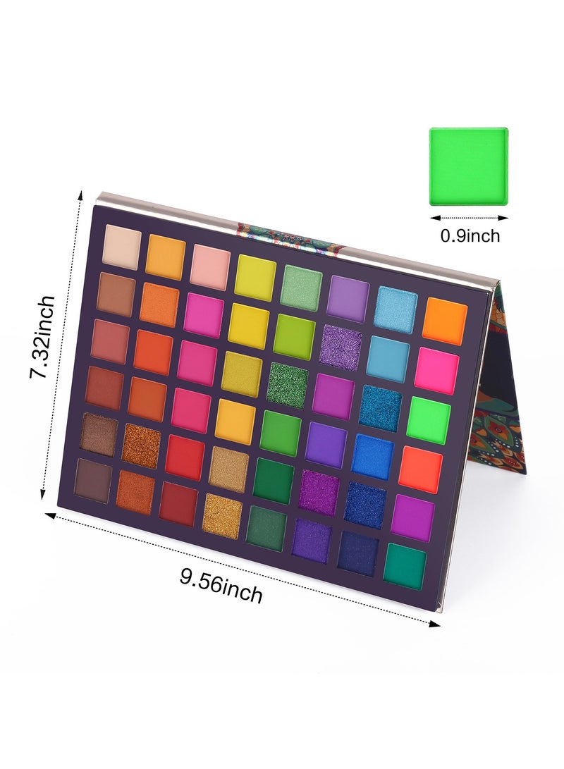 UCANBE EXOTIC FLAVORS Neon Eyeshadow Palette 48 Vibrant Colors with Matte, Shimmer & Glitter Finishes High Pigment Rainbow Makeup Gift Set