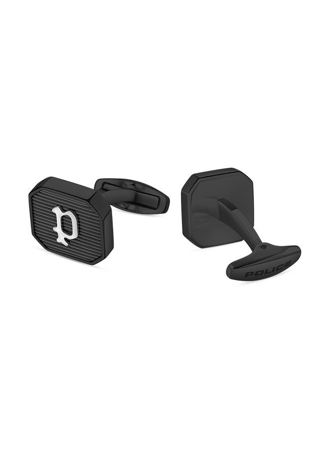 Police Square Shape Black With Stainless Steel P Logo  Gents Cufflinks - PEAGC0000405