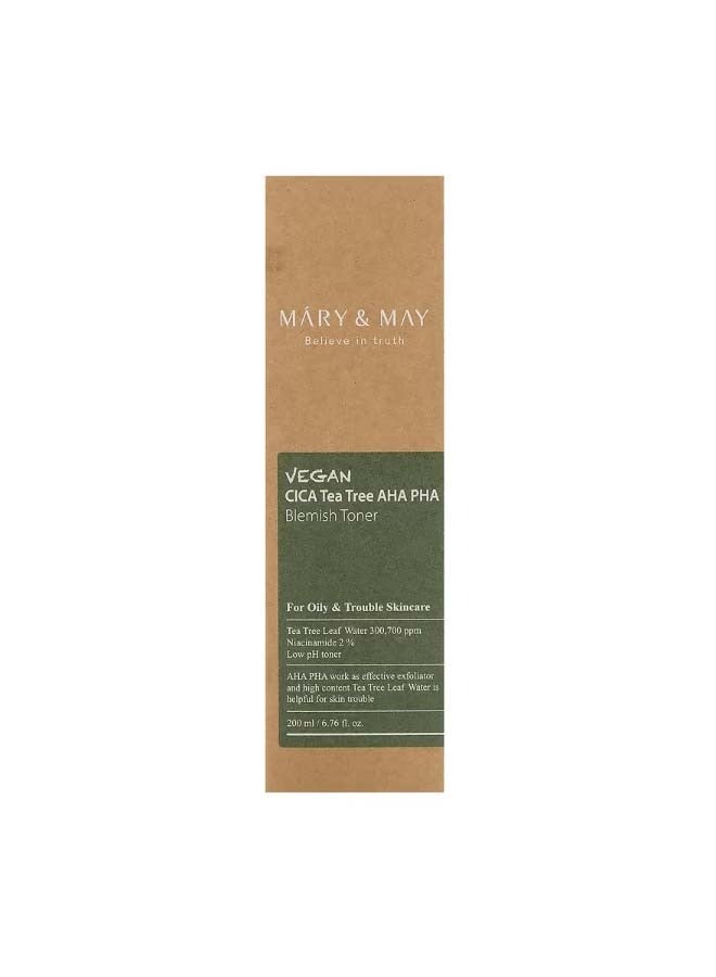 Vegan CICA Tea Tree AHA PHA Blemish Toner 6.76 fl oz 200 ml