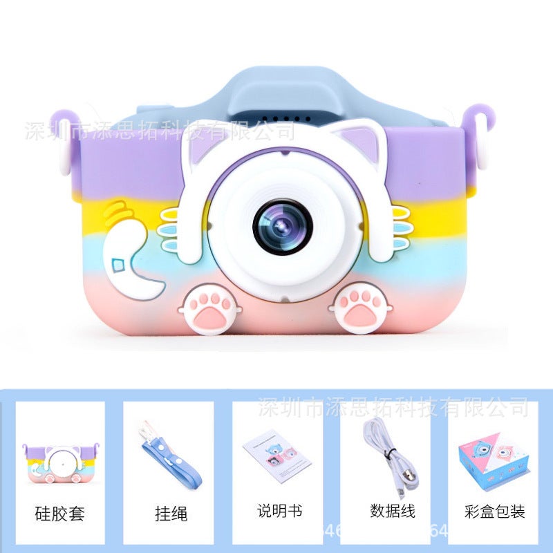 New Kids 5s Cartoon Camera HD Dual Toy Gift x5s HD Dual Camera Rainbow Blue Cat x5s HD Dual Camera Rainbow Blue Cat