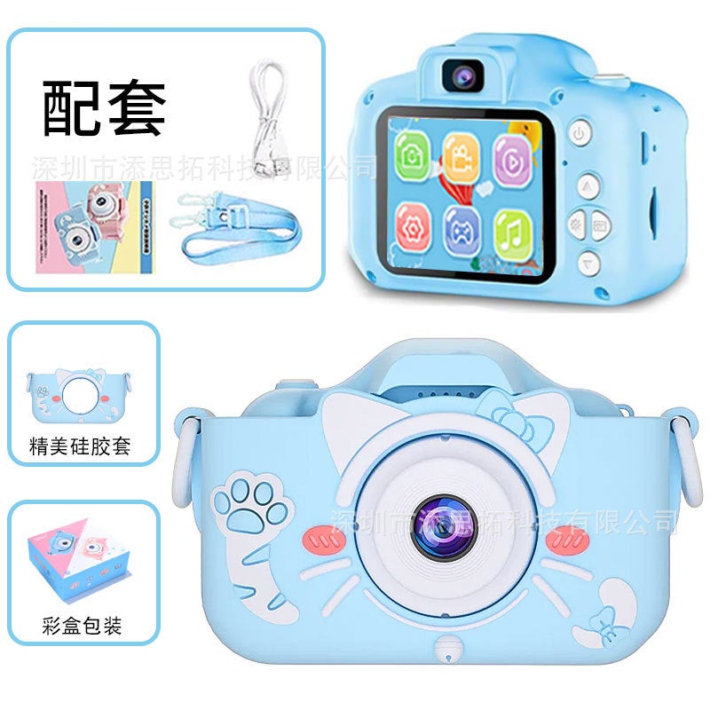 New Kids 5s Cartoon Camera HD Dual Toy Gift x5sB Cat Blue x5sB Cat Blue