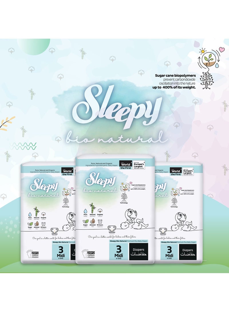 Sleepy Bio Natural Premium Size 3 Diapers 112 Count 2-5Kg Hypoallergenic Water Based  Almond Milk  Vegan  100% Leakproof