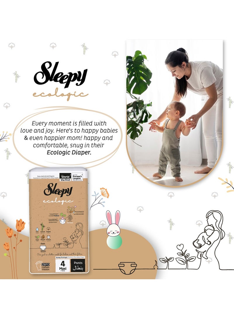 Sleepy Ecologic Pants Size 4  48 Count  Eco-Friendly Hypoallergenic  Superior Absorbency  All-Natural Materials