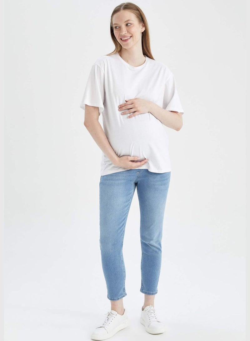 Woman Boyfriend Maternity Bottom-Denim