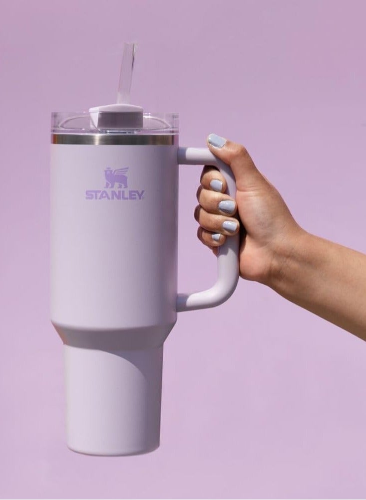 Stanley Quencher H2.0 Flow State 40oz Orchid Stainless Steel Vacuum Insulated Tumbler with Lid, Straw and 3 Straw Stoppers for Water and Iced Tea, Cold Retention in Pack of 1 & 2