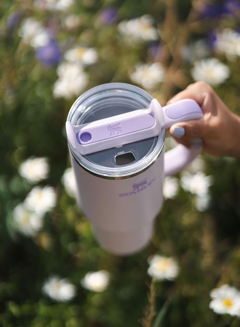 Stanley Quencher H2.0 Flow State 40oz Orchid Stainless Steel Vacuum Insulated Tumbler with Lid, Straw and 3 Straw Stoppers for Water and Iced Tea, Cold Retention in Pack of 1 & 2