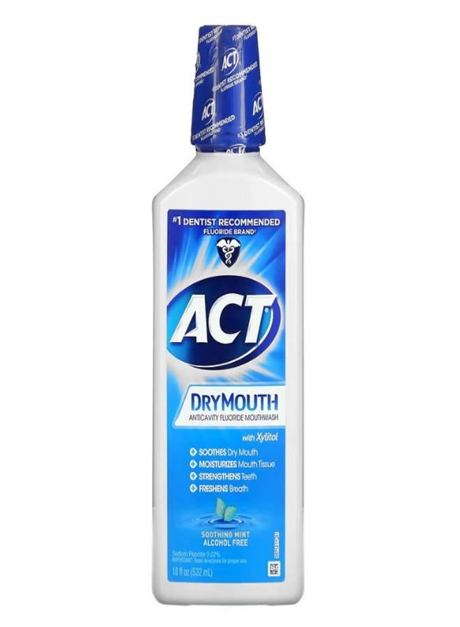 Dry Mouth Anticavity Fluoride Mouthwash with Xylitol Alcohol Free Soothing Mint 18 fl oz 532 ml