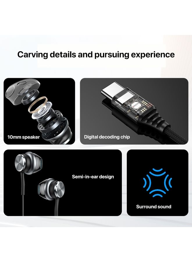 Yesido YH41 Type-C Plug Wired HiFi Sound Music Earphones with Mic